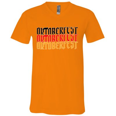 Oktoberfest Word Flag Logo V-Neck T-Shirt