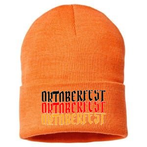 Oktoberfest Word Flag Logo Sustainable Knit Beanie