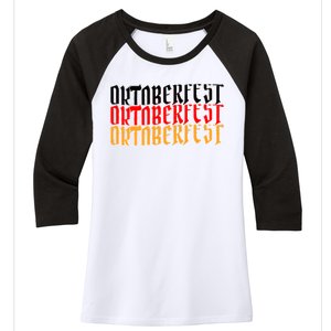 Oktoberfest Word Flag Logo Women's Tri-Blend 3/4-Sleeve Raglan Shirt