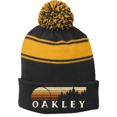 Oakley Ky Vintage Evergreen Sunset Eighties Stripe Pom Pom Beanie