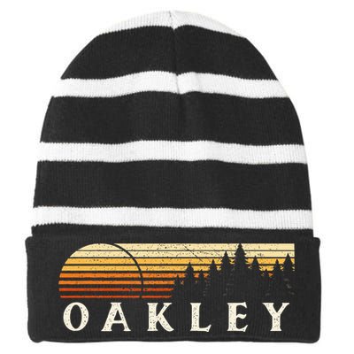 Oakley Ky Vintage Evergreen Sunset Eighties Striped Beanie with Solid Band