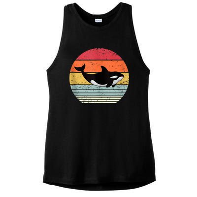 Orca Killer Whale Sea Panda Vintage Retro 80s Style Tank Top Ladies PosiCharge Tri-Blend Wicking Tank