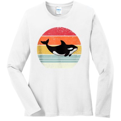 Orca Killer Whale Sea Panda Vintage Retro 80s Style Tank Top Ladies Long Sleeve Shirt