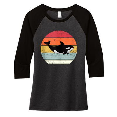 Orca Killer Whale Sea Panda Vintage Retro 80s Style Tank Top Women's Tri-Blend 3/4-Sleeve Raglan Shirt