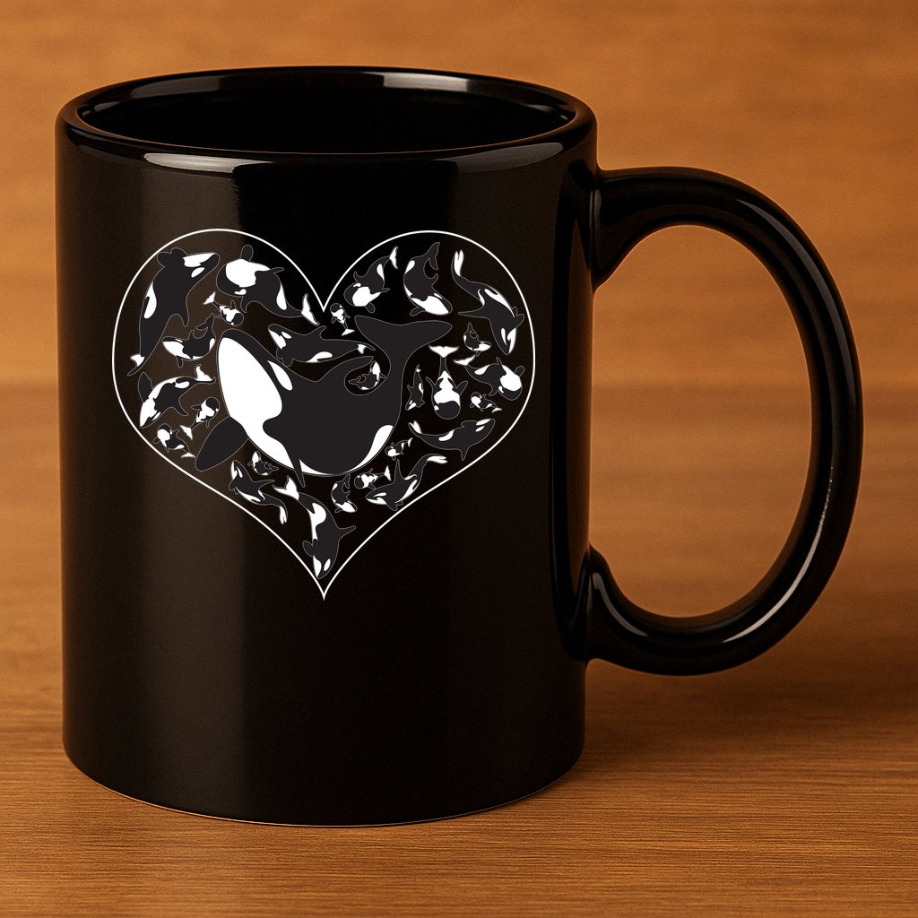 Orca Killer Whale Love 11oz C Handle Ceramic Mug