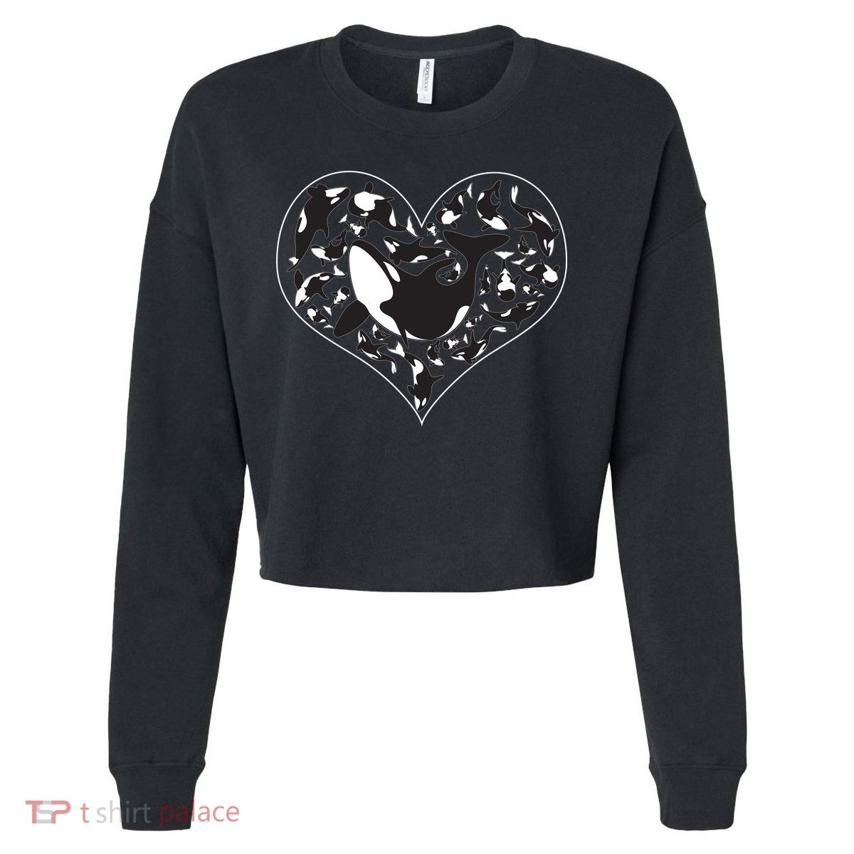 Orca Killer Whale Love Cropped Pullover Crew
