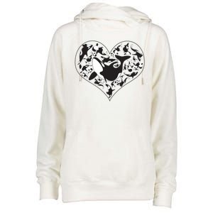 Orca Killer Whale Love Womens Funnel Neck Pullover Hood