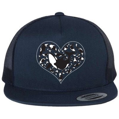 Orca Killer Whale Love Flat Bill Trucker Hat