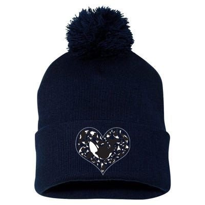 Orca Killer Whale Love Pom Pom 12in Knit Beanie