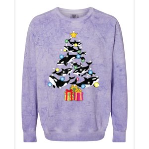 Orca Killer Whale Christmas Tree Orca Whales Lover Gift Colorblast Crewneck Sweatshirt