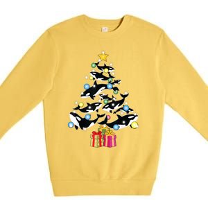 Orca Killer Whale Christmas Tree Orca Whales Lover Gift Premium Crewneck Sweatshirt