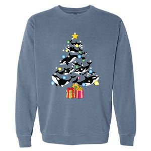 Orca Killer Whale Christmas Tree Orca Whales Lover Gift Garment-Dyed Sweatshirt