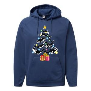 Orca Killer Whale Christmas Tree Orca Whales Lover Gift Performance Fleece Hoodie