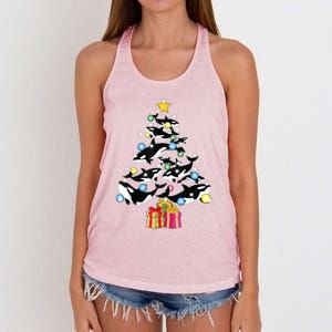 Orca Killer Whale Christmas Tree Orca Whales Lover Gift Women's Knotted Racerback Tank