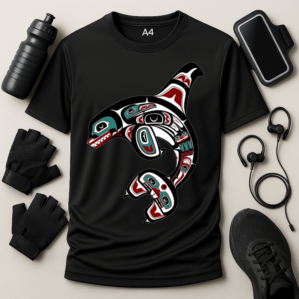 Orca Killer Whale Pacific Northwest Alaska Native American Cooling Performance Crew T-Shirt