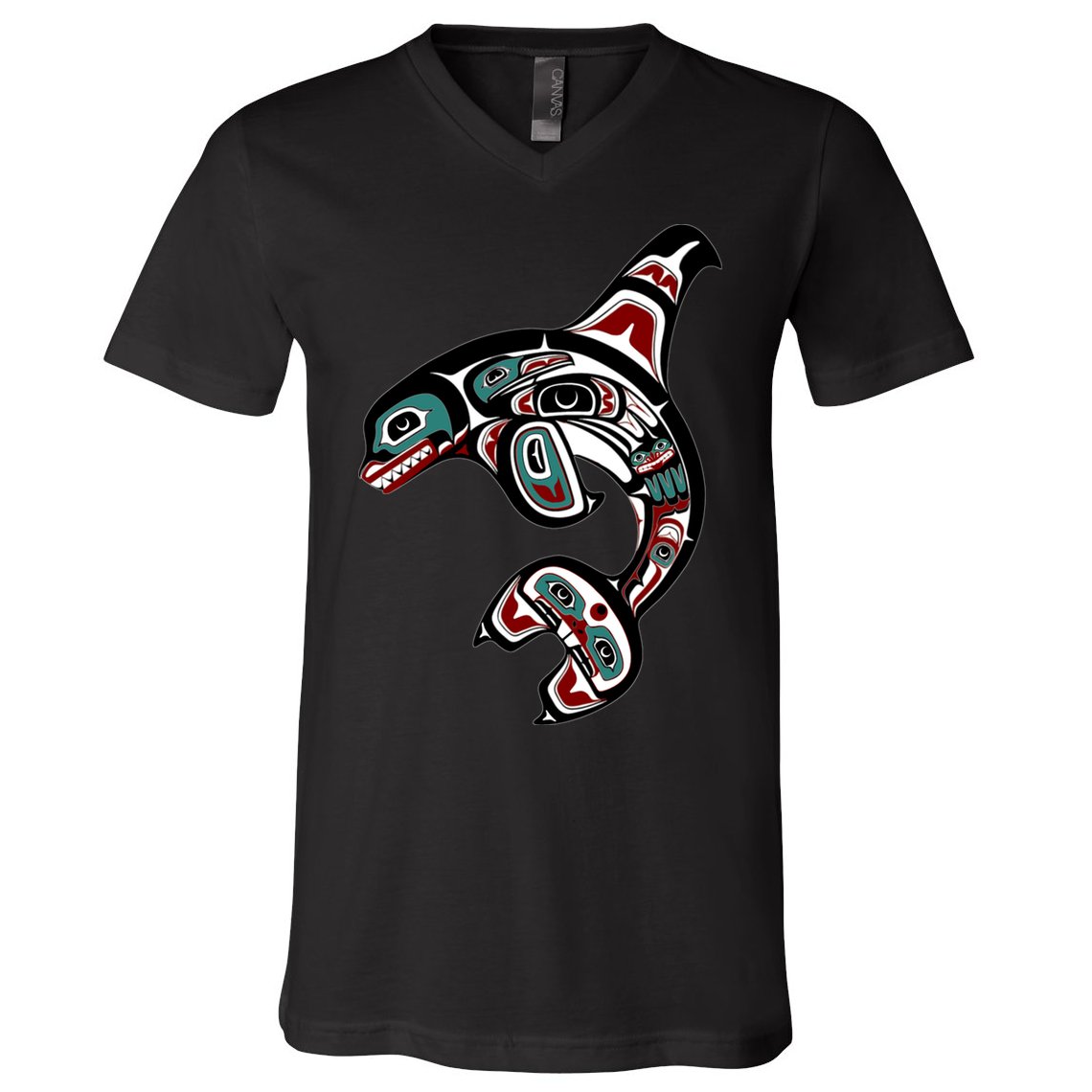 Orca Killer Whale Pacific Northwest Alaska Native American V-Neck T-Shirt