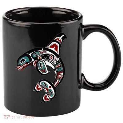 Orca Killer Whale Pacific Northwest Alaska Native American 11oz C Handle Ceramic Mug
