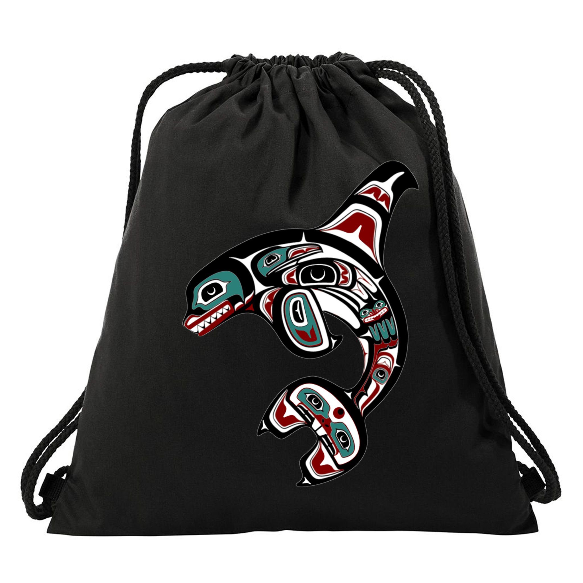 Orca Killer Whale Pacific Northwest Alaska Native American Drawstring Bag