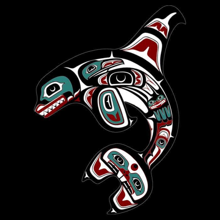 Orca Killer Whale Pacific Northwest Alaska Native American Drawstring Bag