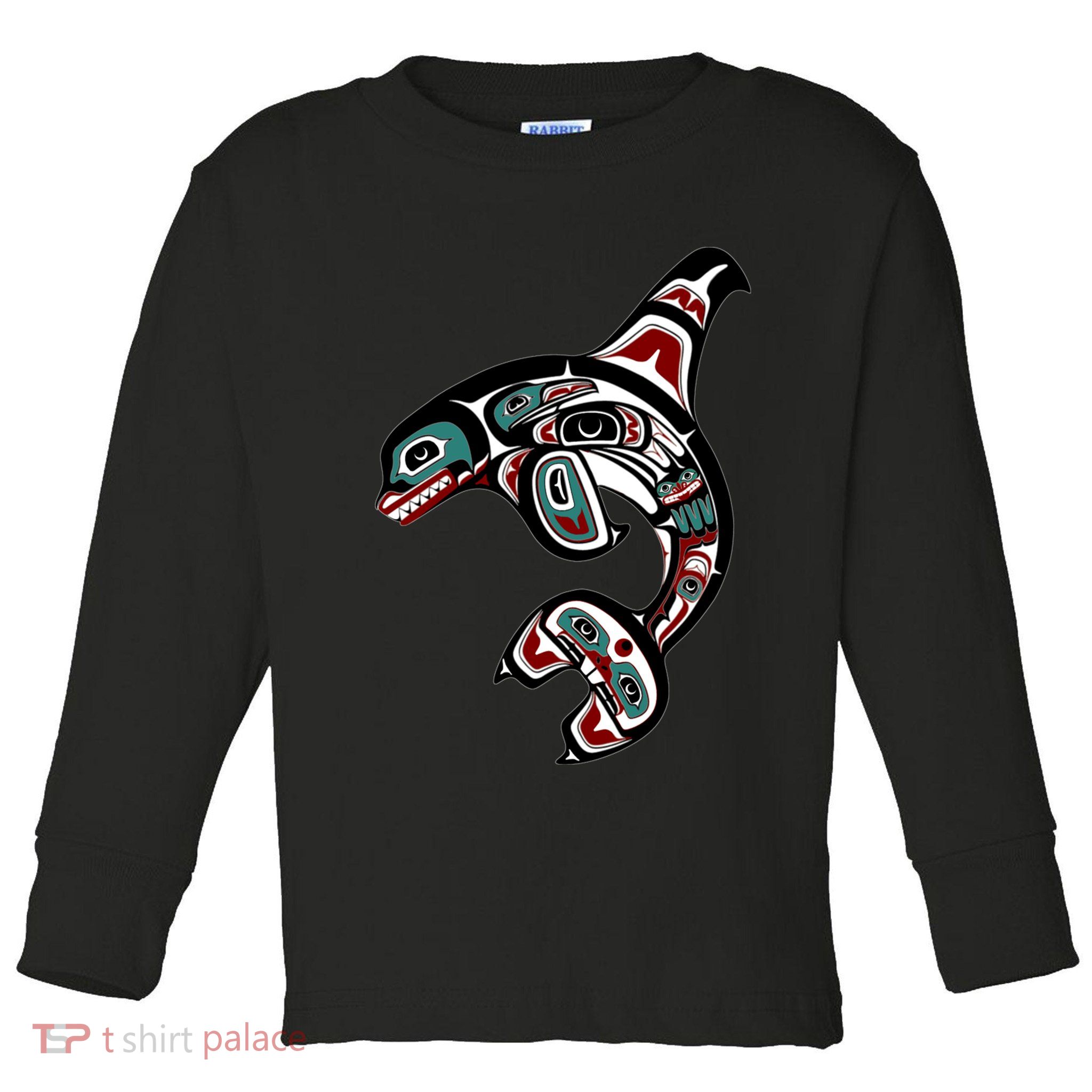 Orca Killer Whale Pacific Northwest Alaska Native American Toddler Long Sleeve Shirt
