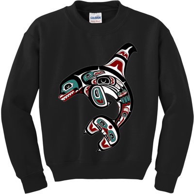Orca Killer Whale Pacific Northwest Alaska Native American Kids Sweatshirt
