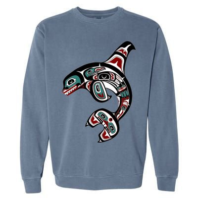 Orca Killer Whale Pacific Northwest Alaska Native American Garment-Dyed Sweatshirt