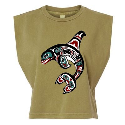 Orca Killer Whale Pacific Northwest Alaska Native American Garment-Dyed Women's Muscle Tee