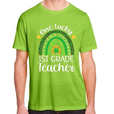 One Lucky 1st Grade Teacher St Patricks Day Teacher Rainbow Graphic Plus Size Adult ChromaSoft Performance T-Shirt