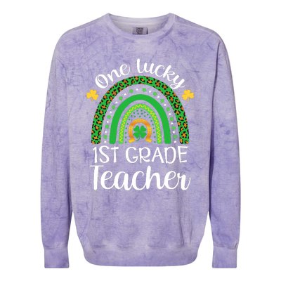 One Lucky 1st Grade Teacher St Patricks Day Teacher Rainbow Graphic Plus Size Colorblast Crewneck Sweatshirt