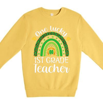 One Lucky 1st Grade Teacher St Patricks Day Teacher Rainbow Graphic Plus Size Premium Crewneck Sweatshirt