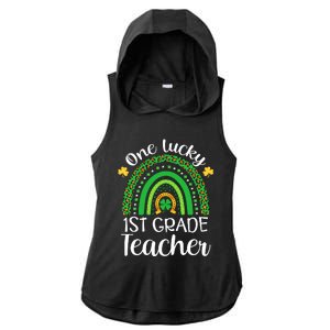 One Lucky 1st Grade Teacher St Patricks Day Teacher Rainbow Graphic Plus Size Ladies PosiCharge Tri-Blend Wicking Draft Hoodie Tank