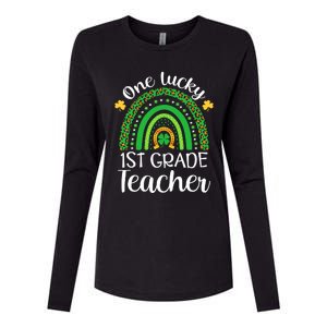 One Lucky 1st Grade Teacher St Patricks Day Teacher Rainbow Graphic Plus Size Womens Cotton Relaxed Long Sleeve T-Shirt