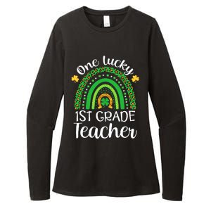 One Lucky 1st Grade Teacher St Patricks Day Teacher Rainbow Graphic Plus Size Womens CVC Long Sleeve Shirt