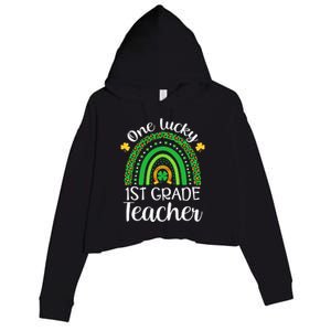 One Lucky 1st Grade Teacher St Patricks Day Teacher Rainbow Graphic Plus Size Crop Fleece Hoodie