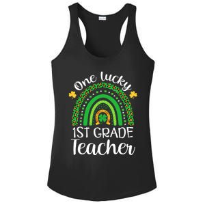 One Lucky 1st Grade Teacher St Patricks Day Teacher Rainbow Graphic Plus Size Ladies PosiCharge Competitor Racerback Tank