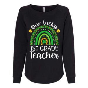 One Lucky 1st Grade Teacher St Patricks Day Teacher Rainbow Graphic Plus Size Womens California Wash Sweatshirt