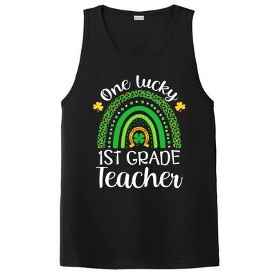 One Lucky 1st Grade Teacher St Patricks Day Teacher Rainbow Graphic Plus Size PosiCharge Competitor Tank