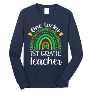 One Lucky 1st Grade Teacher St Patricks Day Teacher Rainbow Graphic Plus Size Long Sleeve Shirt