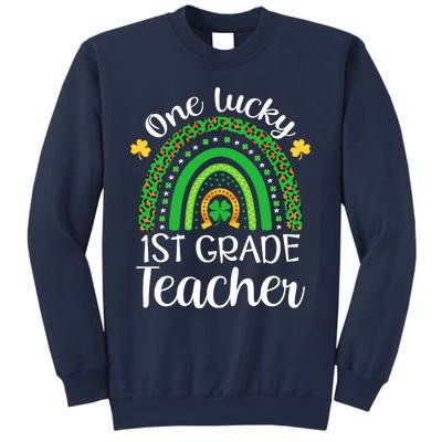 One Lucky 1st Grade Teacher St Patricks Day Teacher Rainbow Graphic Plus Size Sweatshirt