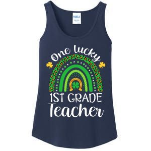 One Lucky 1st Grade Teacher St Patricks Day Teacher Rainbow Graphic Plus Size Ladies Essential Tank