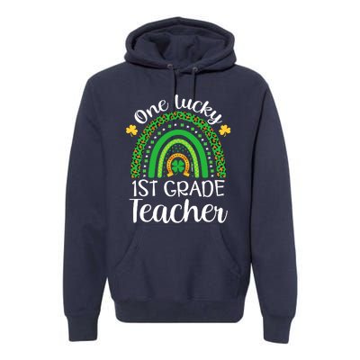 One Lucky 1st Grade Teacher St Patricks Day Teacher Rainbow Graphic Plus Size Premium Hoodie