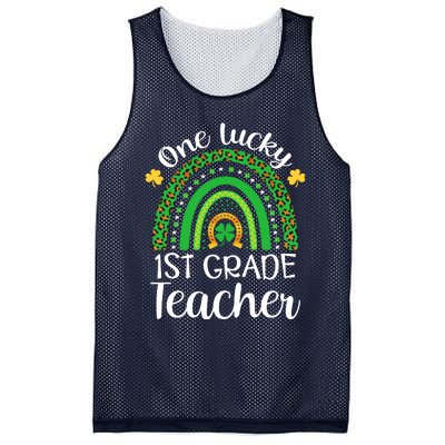 One Lucky 1st Grade Teacher St Patricks Day Teacher Rainbow Graphic Plus Size Mesh Reversible Basketball Jersey Tank