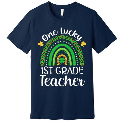 One Lucky 1st Grade Teacher St Patricks Day Teacher Rainbow Graphic Plus Size Premium T-Shirt