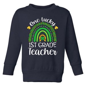 One Lucky 1st Grade Teacher St Patricks Day Teacher Rainbow Graphic Plus Size Toddler Sweatshirt