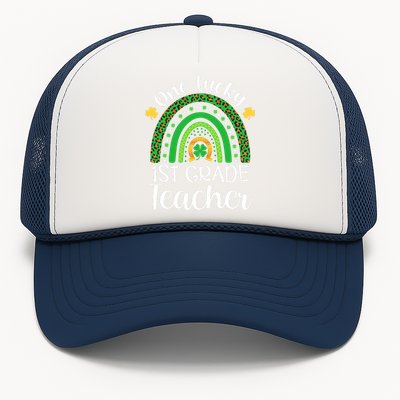 One Lucky 1st Grade Teacher St Patricks Day Teacher Rainbow Graphic Plus Size Trucker Hat