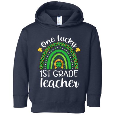 One Lucky 1st Grade Teacher St Patricks Day Teacher Rainbow Graphic Plus Size Toddler Hoodie