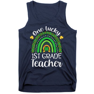 One Lucky 1st Grade Teacher St Patricks Day Teacher Rainbow Graphic Plus Size Tank Top