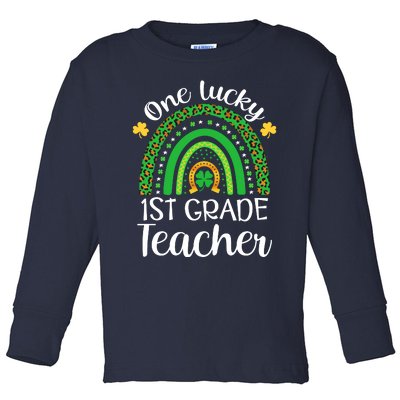 One Lucky 1st Grade Teacher St Patricks Day Teacher Rainbow Graphic Plus Size Toddler Long Sleeve Shirt