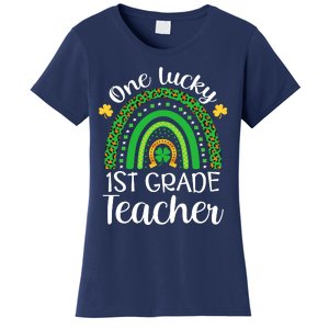 One Lucky 1st Grade Teacher St Patricks Day Teacher Rainbow Graphic Plus Size Women's T-Shirt