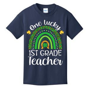 One Lucky 1st Grade Teacher St Patricks Day Teacher Rainbow Graphic Plus Size Kids T-Shirt